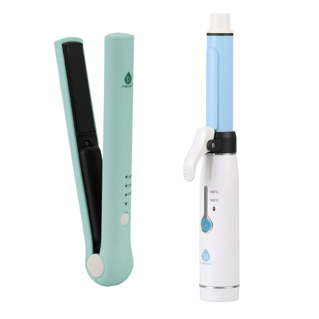 Pursonic USB Rechargeable Cordless Styling Duo – Hair Straightener & Curling Iron Bundle