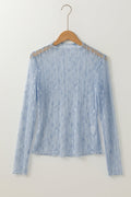Adalynn Sheer Floral Lace Long Sleeve Top