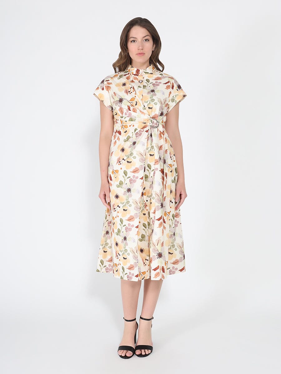 Gracia Fashion Women's Flower print cross body short sleeve dress