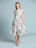 Gracia Fashion Women's Flower print cross body short sleeve dress